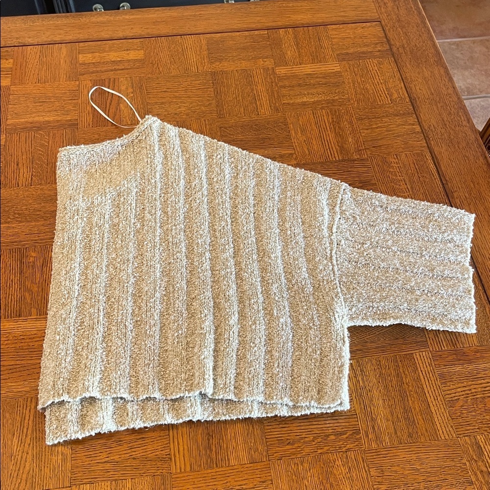 Free People Good Day Cream/ Sage Textured Women's Sweater M - Picture 9 of 11
